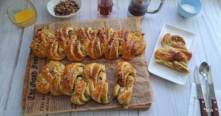 Pistagefylld vetelängd, Swedish fika bread, Fika, Pistachio filled bread