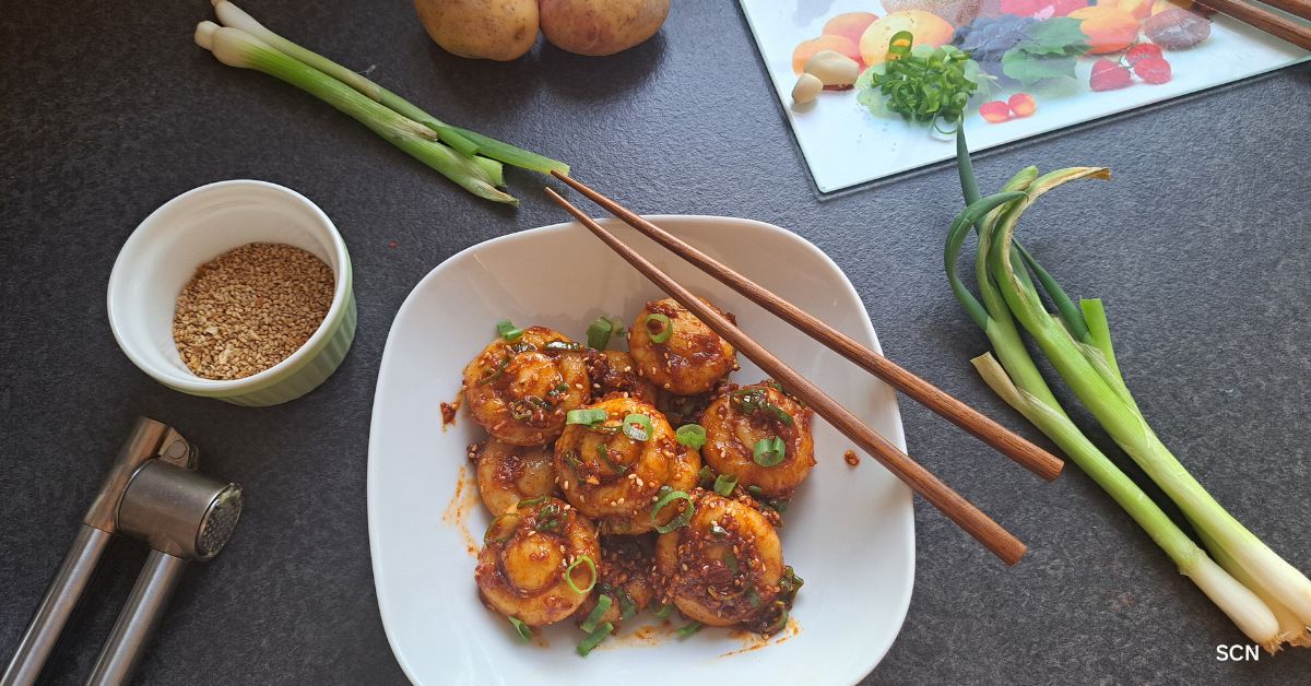 Korean chilli garlic potatoes