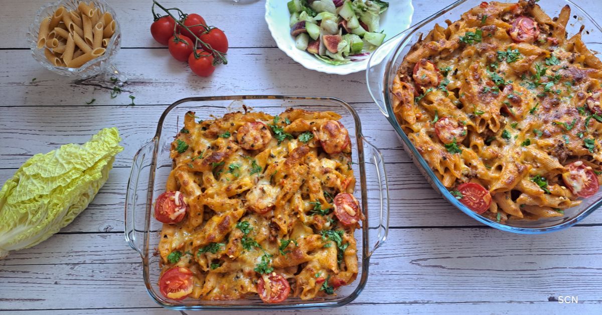 Baked Pasta with minced meat and cheese