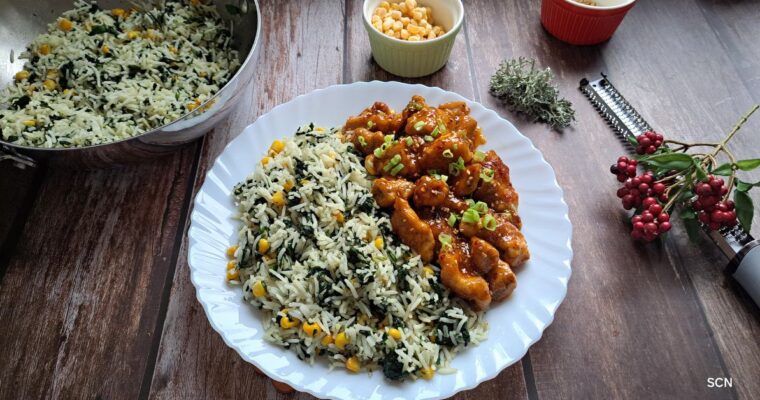 Spinach corn rice